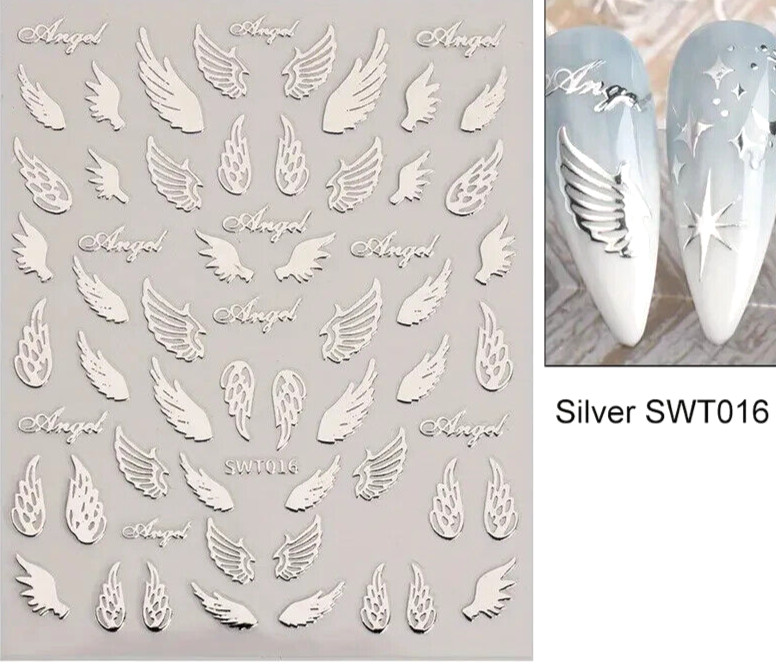 Nail Art Stickers Silver Self Adhesive Strip Wrap Decal Decor Design Transfer 3D
