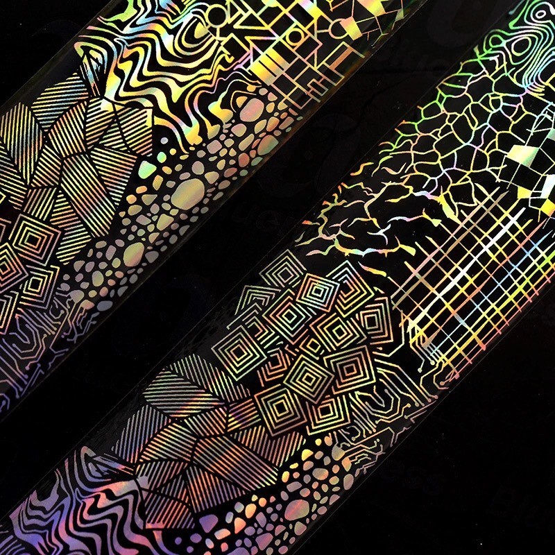 Holographic Waves Irregular Starry Nail Art Foil Transfer Foil Stickers >>3<<