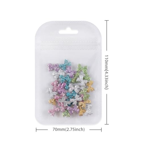 30Pcs Bow Nail Charms, Extra Sparkly Bows Rhinestones 3D Bow Nail Art Charms