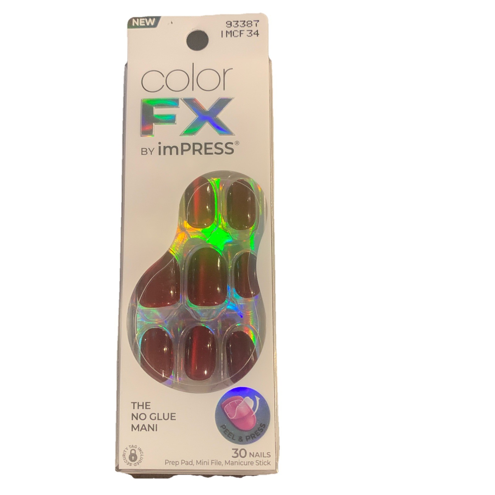 No Glue Press On Nails ColorFX ‘Hidden Gem’ – Red Short Oval, 30 Count Kit