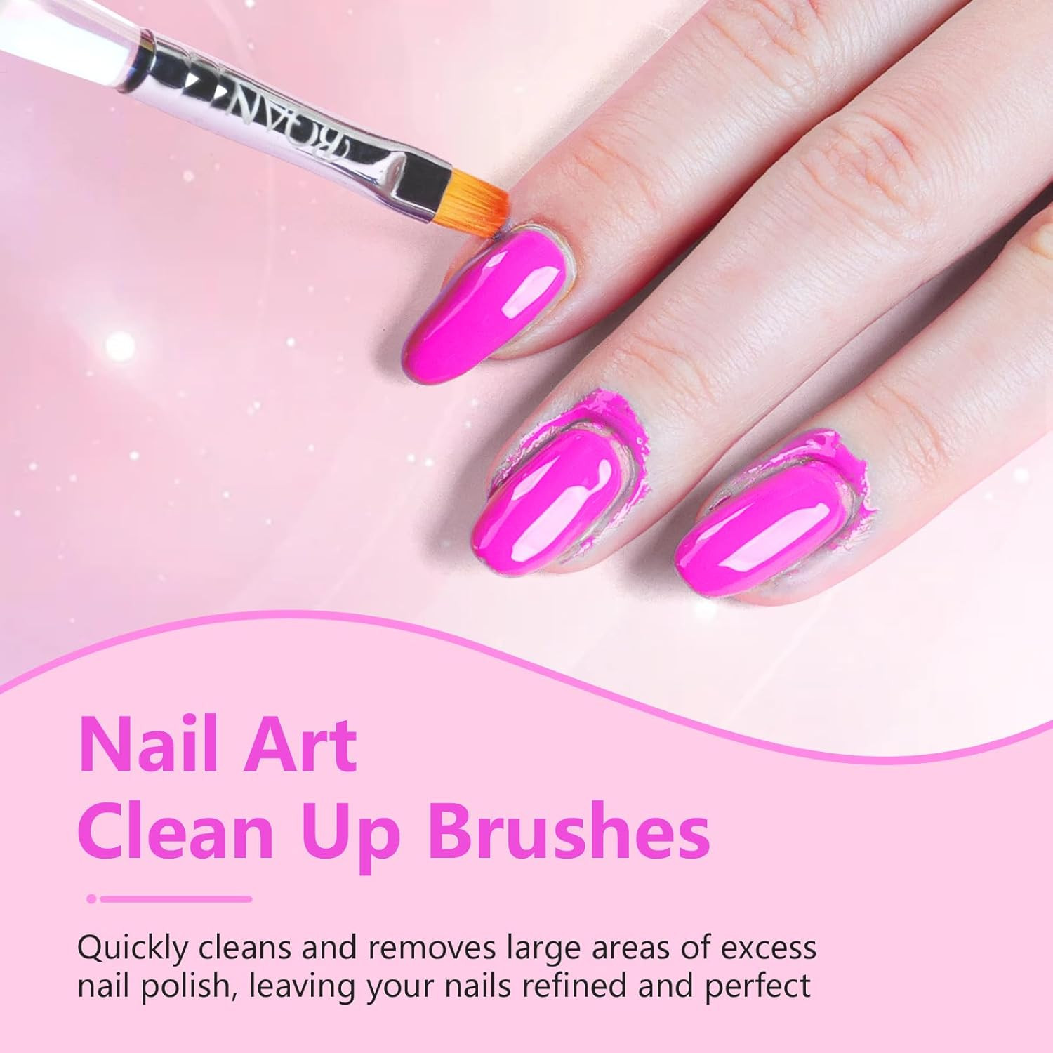 3 Pcs Nail Art Clean-Up Brushes Set – Flat, Oval, Fine Angled for DIY & Salon Us