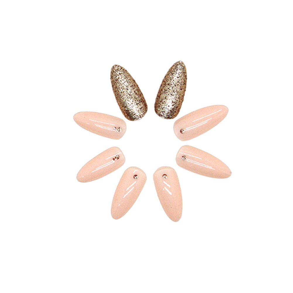 Press On Nails Reusable Almond Glossy Nail Tips Nails Glue Gel Fake Nail Tip