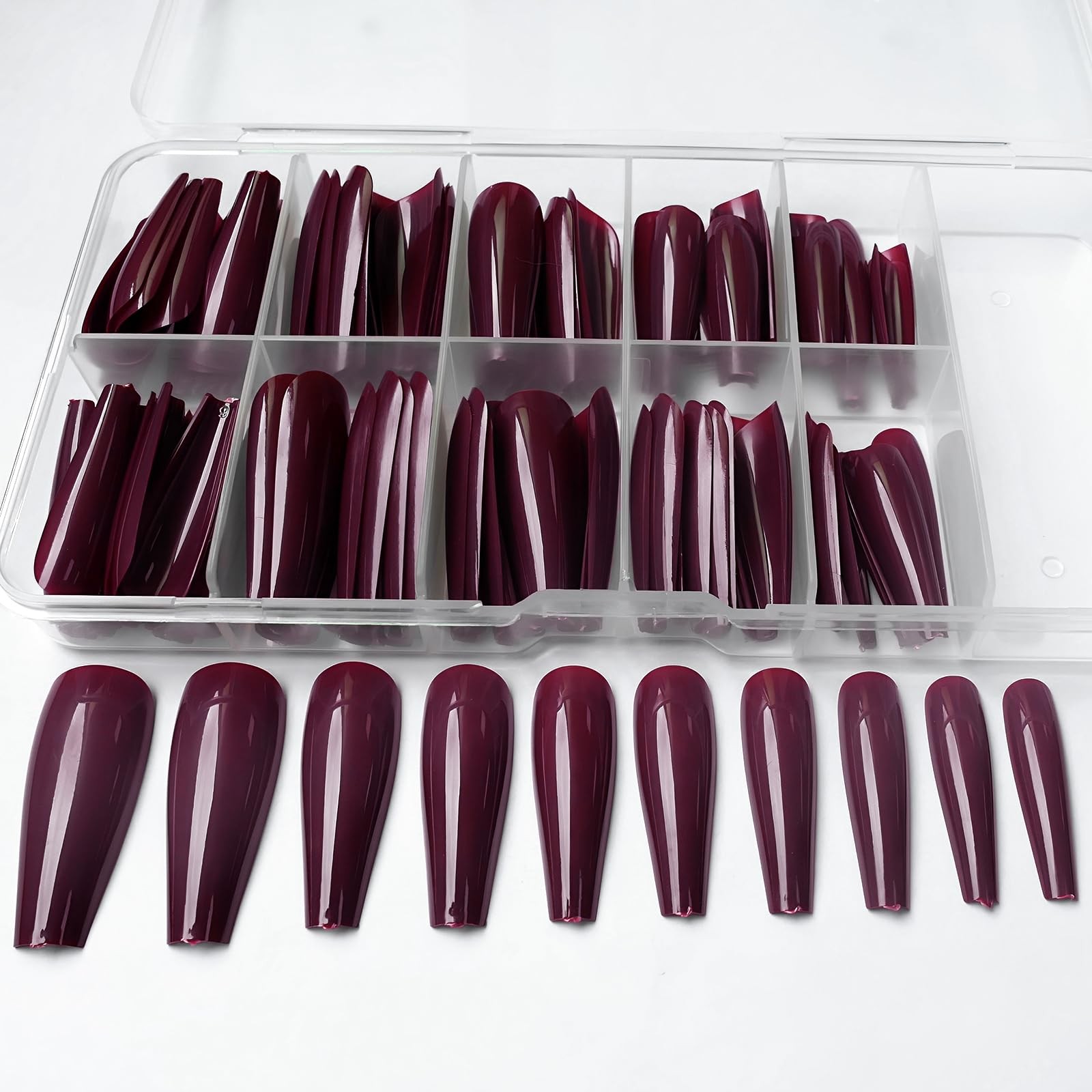 120pc Coffin Press on Nails Medium Length Colored Long Ballerina Fake Nails F…