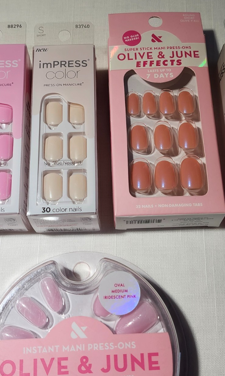 6 Different Press-On Nails Kits – 3 Olive & June and 3 imPRESS (BRAND NEW)