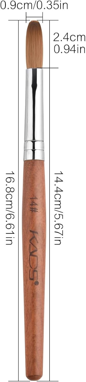Nail Brush Koliy Sable Acrylic Nail Art Brush Profal Red Wooden
