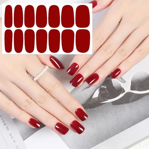 20 Sheets 280 Pcs Red Nail Stickers Full Nail Wraps，Solid Nail Polish Style 4