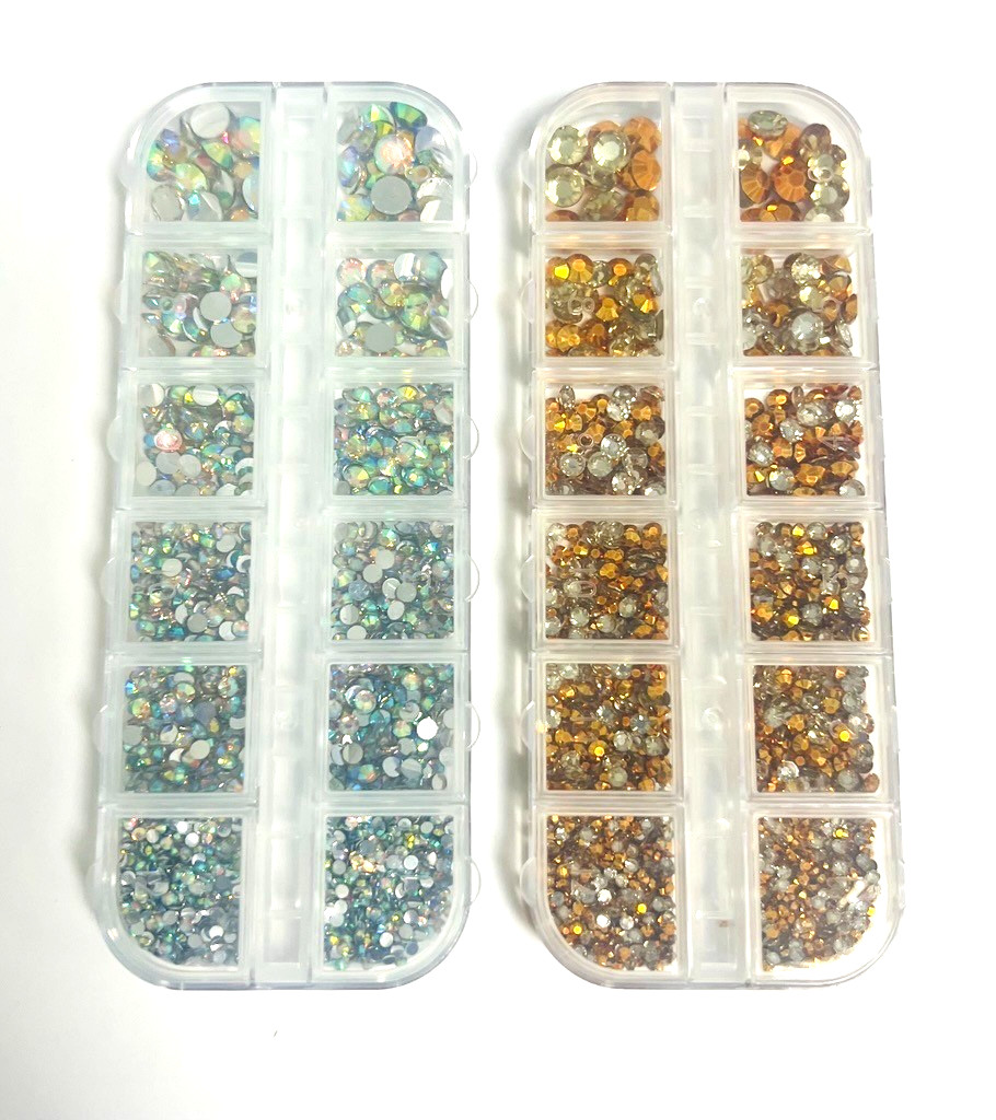 Multicolor Resin and Crystal Round Nail Jewelry Crafting Gems Multipack Kit