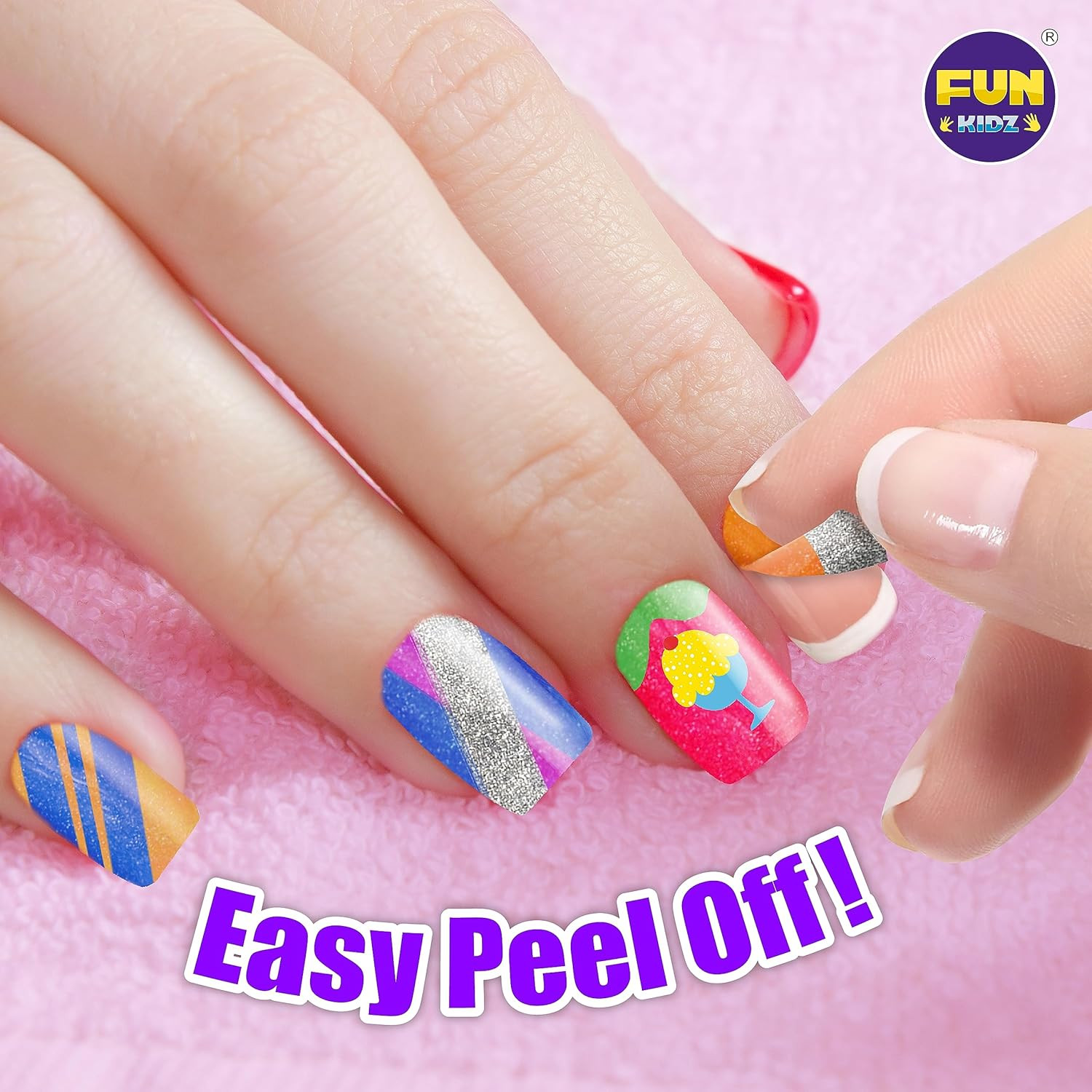 Kid Nail Art Kit for Girls, Funkidz Nail Studio Kits Size 17.91Wx12.4L with Peel