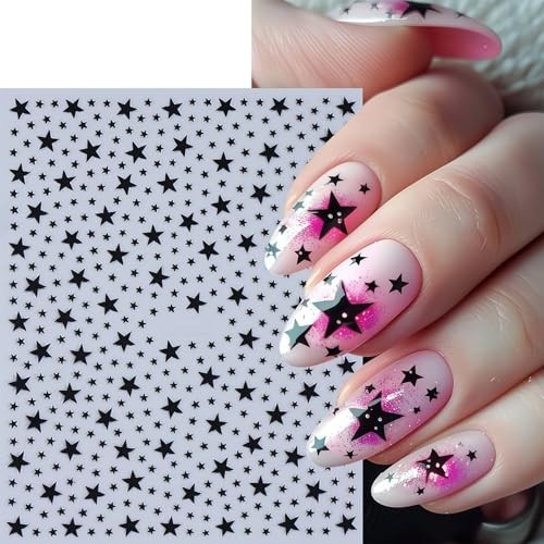 8 Pcs Star Nail Stickers 3D Self-Adhesive 3D Shiny Stars Glitters Nail star