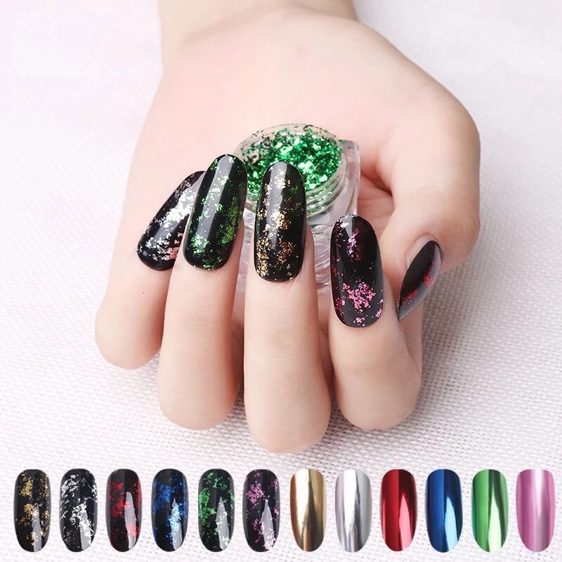 Nail Mirror Flakes Magic Foil Chrome Metallic Powder Shiny Sequins Decoration
