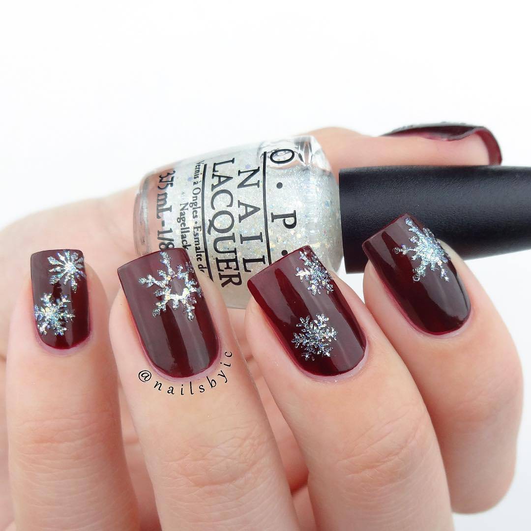 Silver Merry Snowflakes Stencils for Nails, Christmas Nails, Nail Art