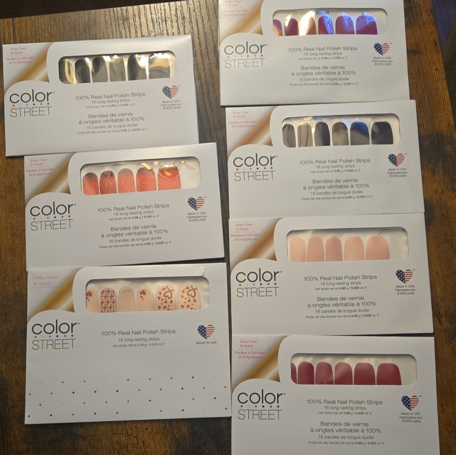 Color Street Nail Polish Strips Multicolor Glitter Hearts Easy Peel Nail Art
