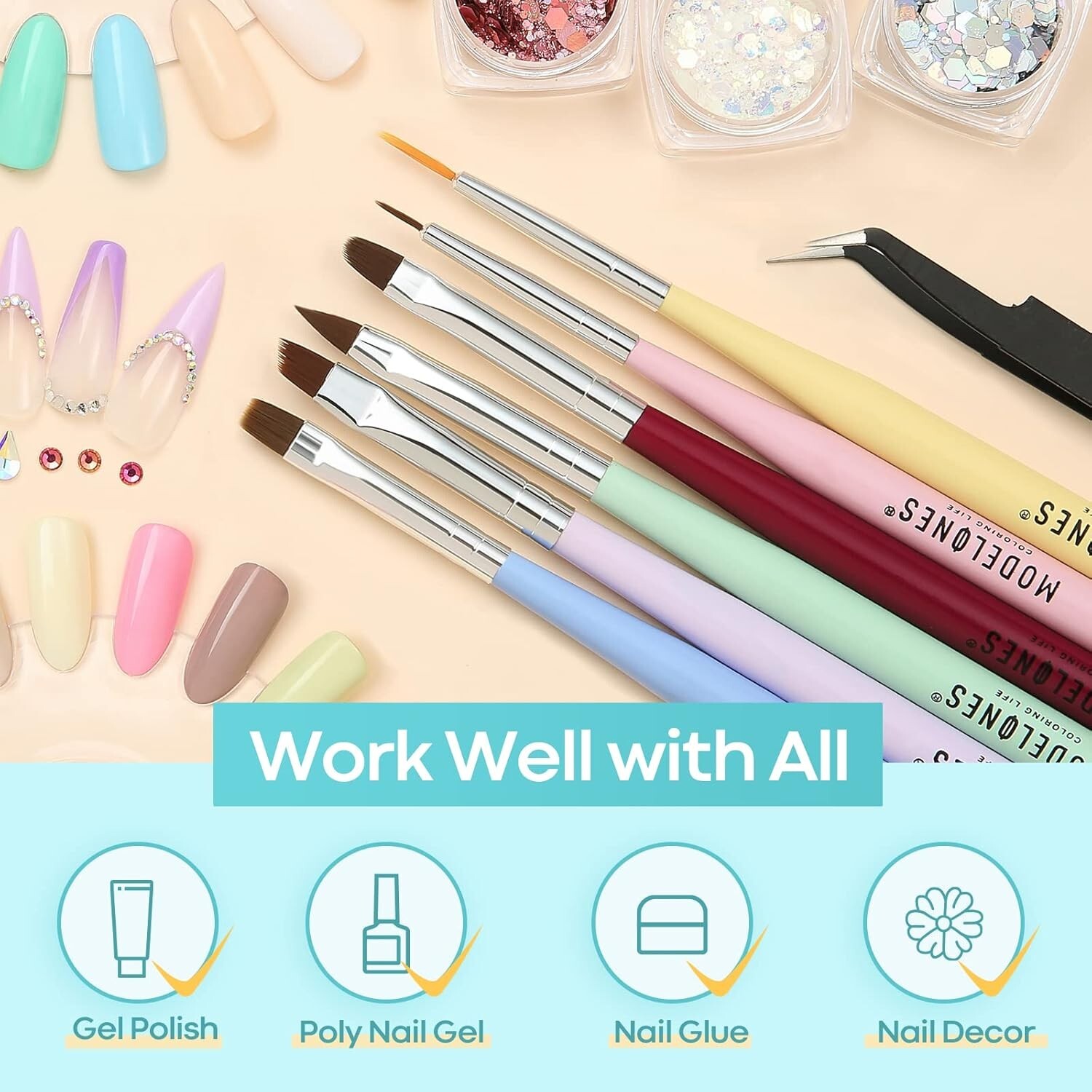 Professional Nail Art Tools Set: 6 Brushes & Dotting Pens for DIY Creativity