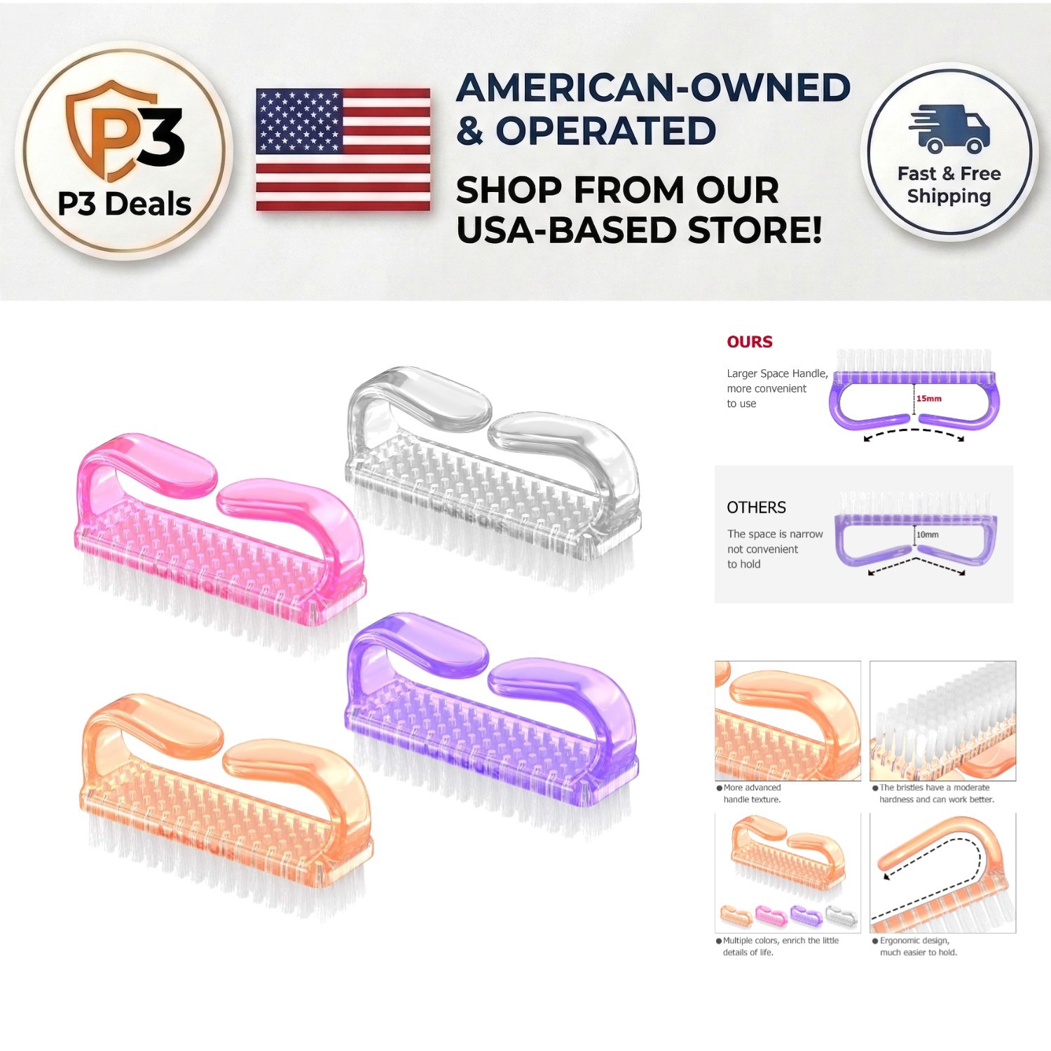 Versatile Nail Cleaner Brush Set – Portable and Easy to Use for All Skin Types