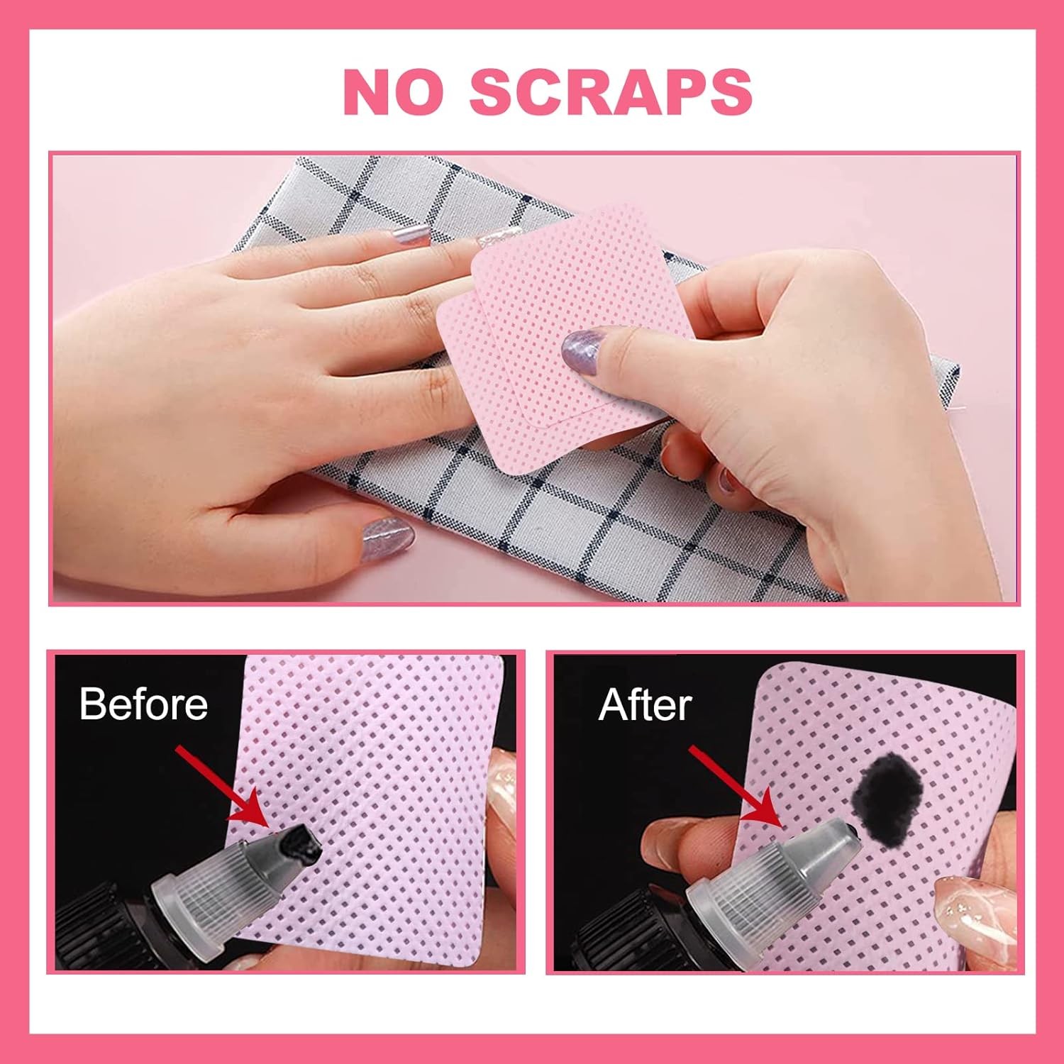 Lint Nail Wipes, Non-Woven Fabric Dry Nail Prep Wipes,