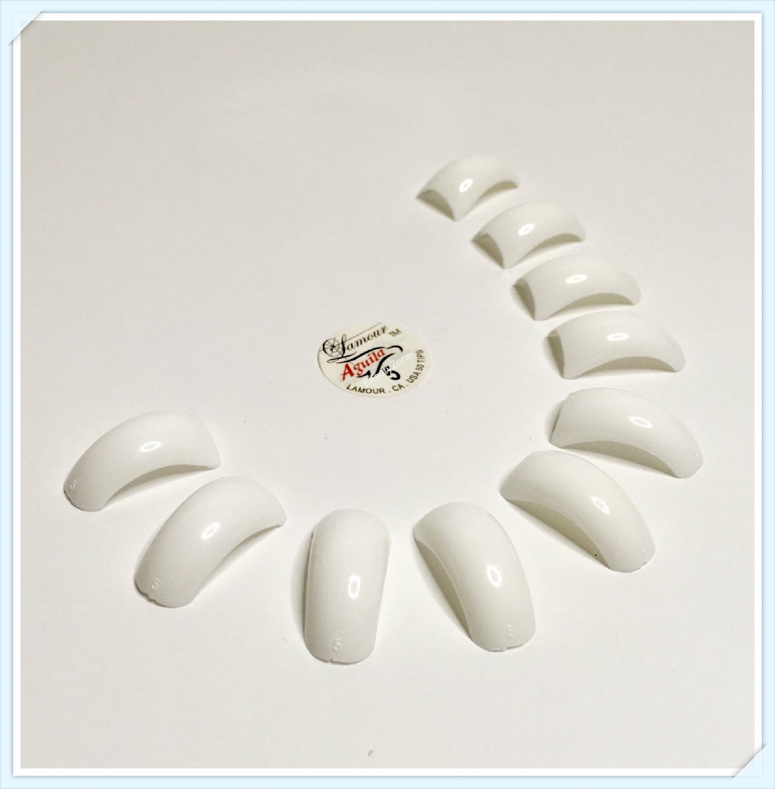 Lamour Aguila Curve White Tips – 500ct each size – (CHOOSE FROM SIZE 0-10)