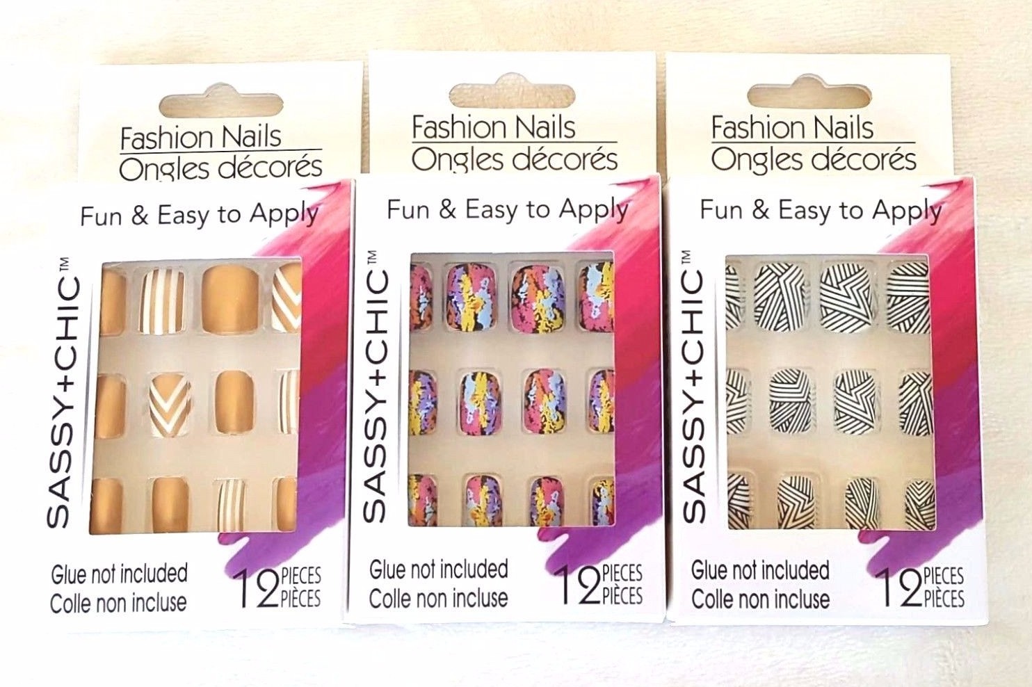 Fashion Nails Fun & Easy To Apply by Sassy+Chic – 3 Designs Choices