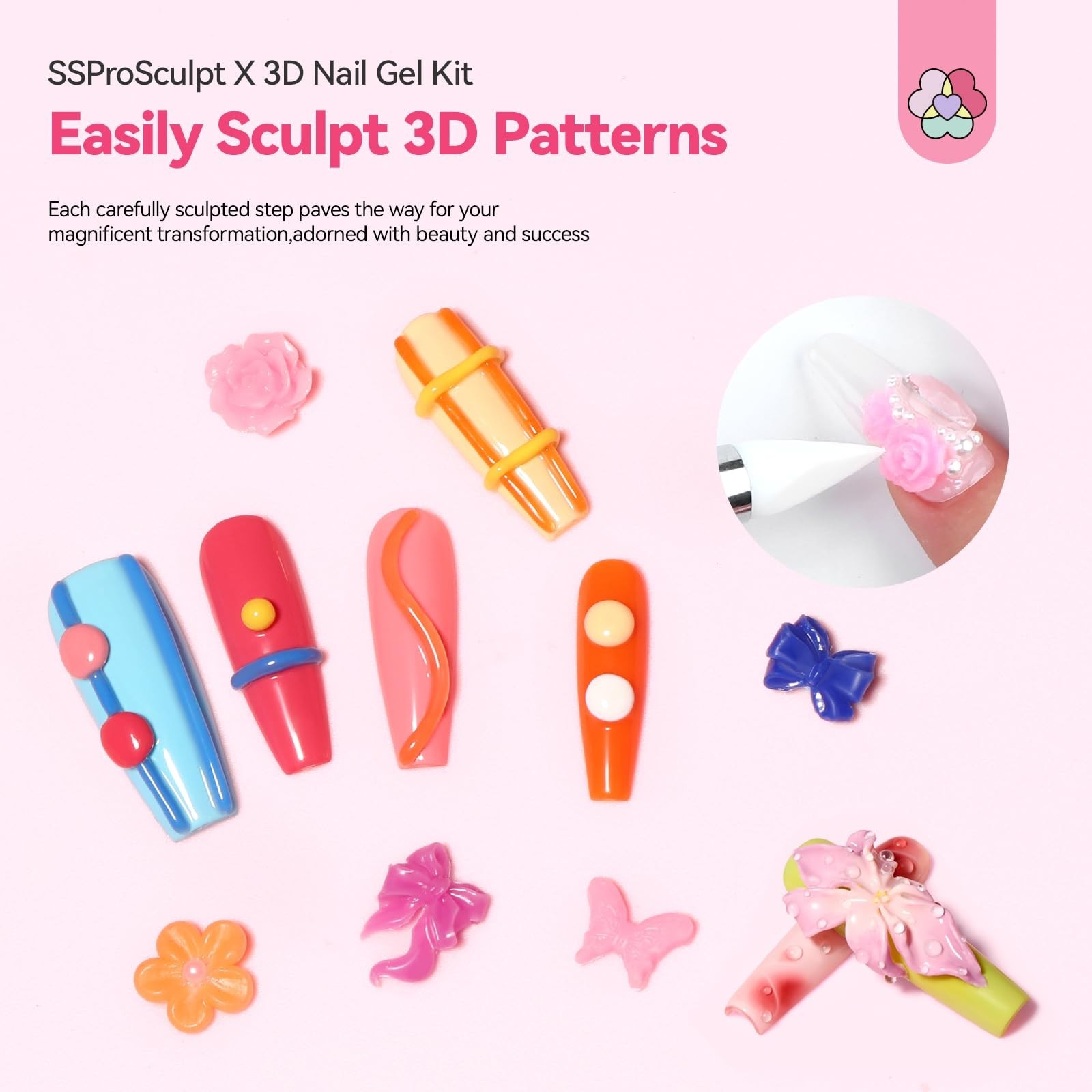 12 Colors 3D Nail Gel Set – Non-Sticky Soak Off Sculpting Gel for Nail Art DIY