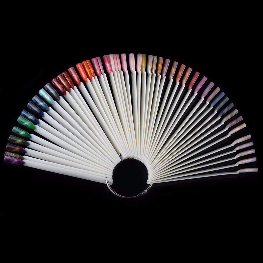 Durable 50-Packs Nail Art Practice Swatch Sticks with Split Ring for Display