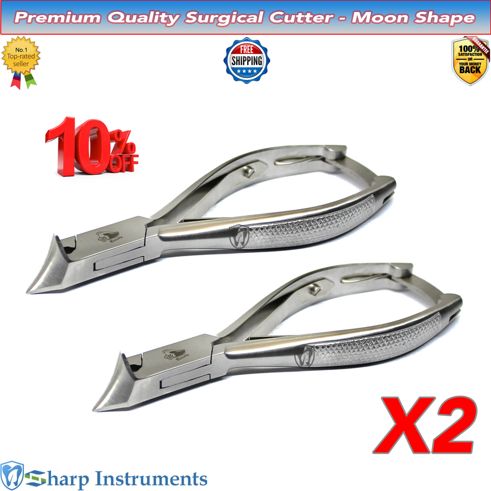 2 Pcs Toenail Moon Shape Nail Cutter Chiropody Podiatry Surgical Veterinary New