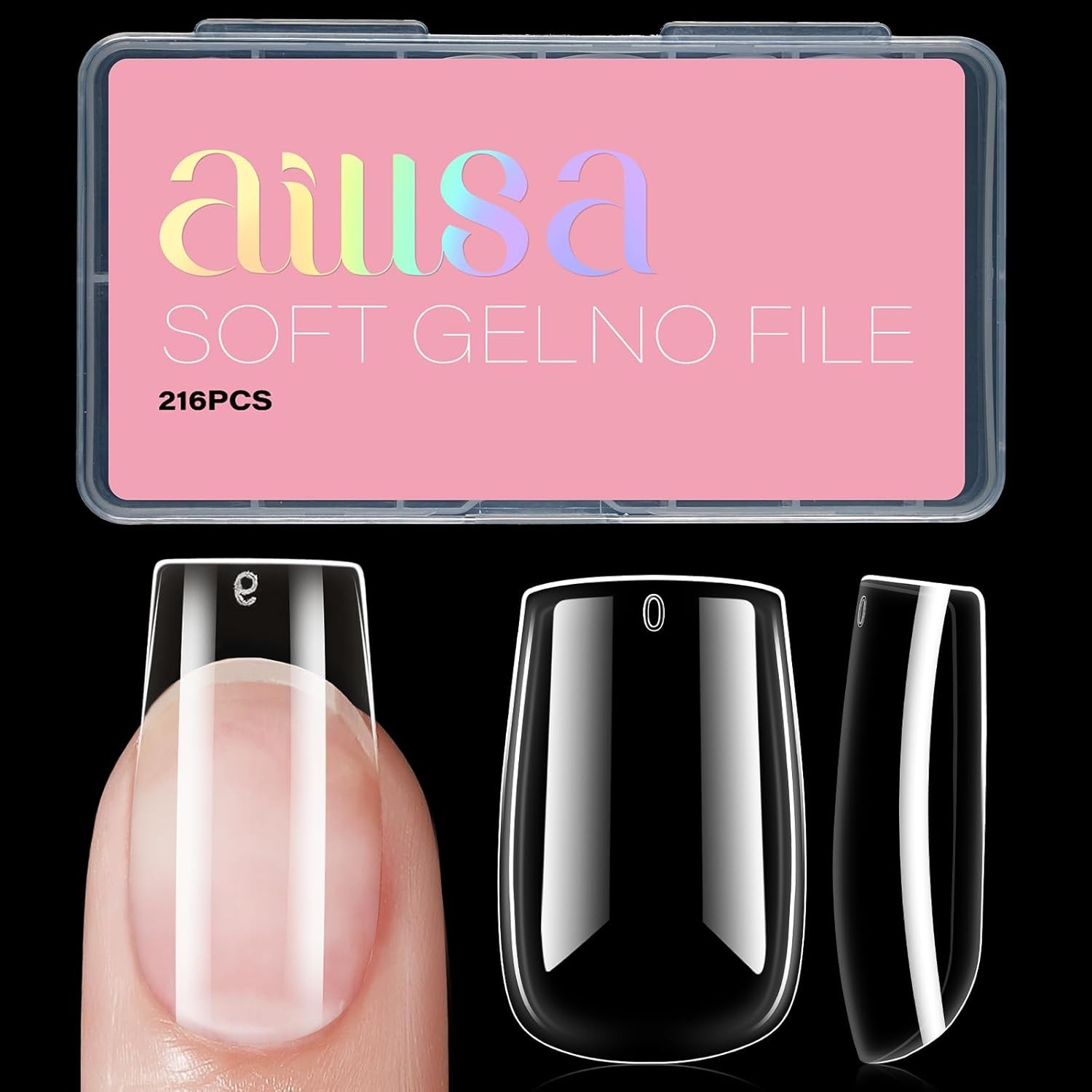 AILLSA Short Square Nails Clear Gel 1 Fl Oz (Pack of 216), 216pcs–square