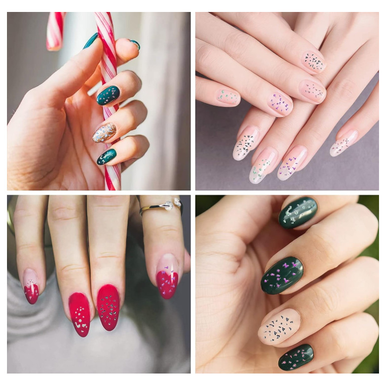 12Pcs Lepoard Print Nail Art Sticker Laser Gold Art Decal Self-Adhesive NH15