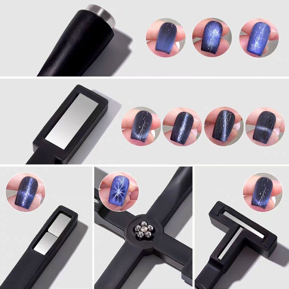 8PCS Nail Art Magnetic Wand Pen Set 3D Cat Eye Gel Manicure Tool UV Polish