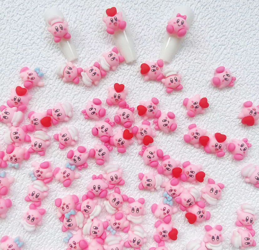 2PCS 3D Nail Charms Resin Ornament Pink Cartoon Manicure Decoration Jewelry NS31