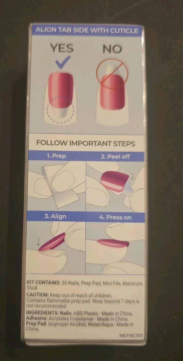 KISS Impress Color FX No Glue Mani 30 Pcs Press on Nails, Medium, Free Mind