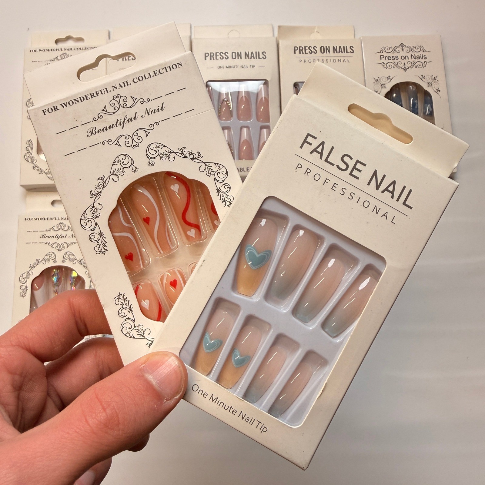 Lot of 10 Pack of 24 New False Press On Nails Assorted Designs and Colors №N32