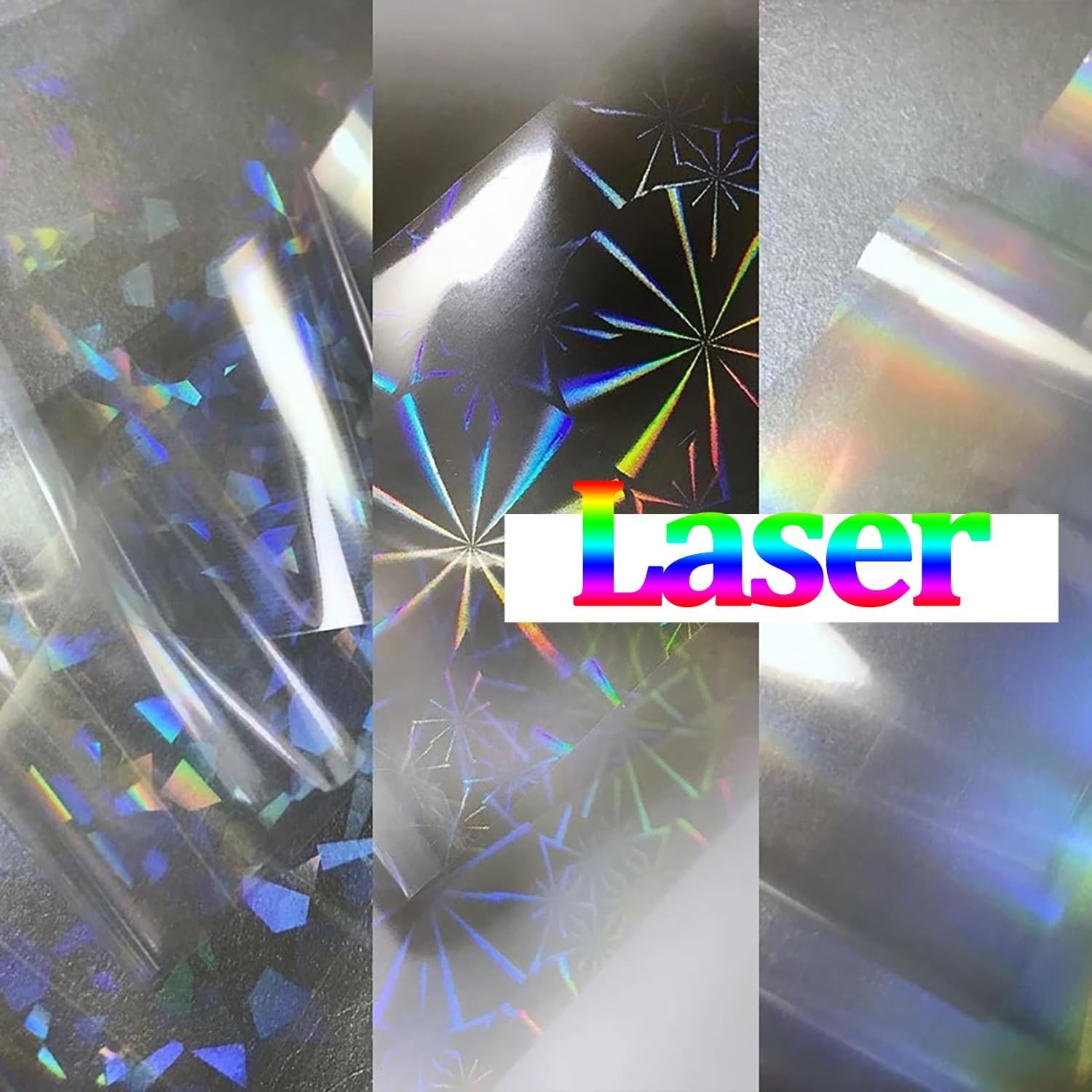 SILPECWEE 2 Boxes Aurora Nail Foil Clear Laser Glass Fragment Style