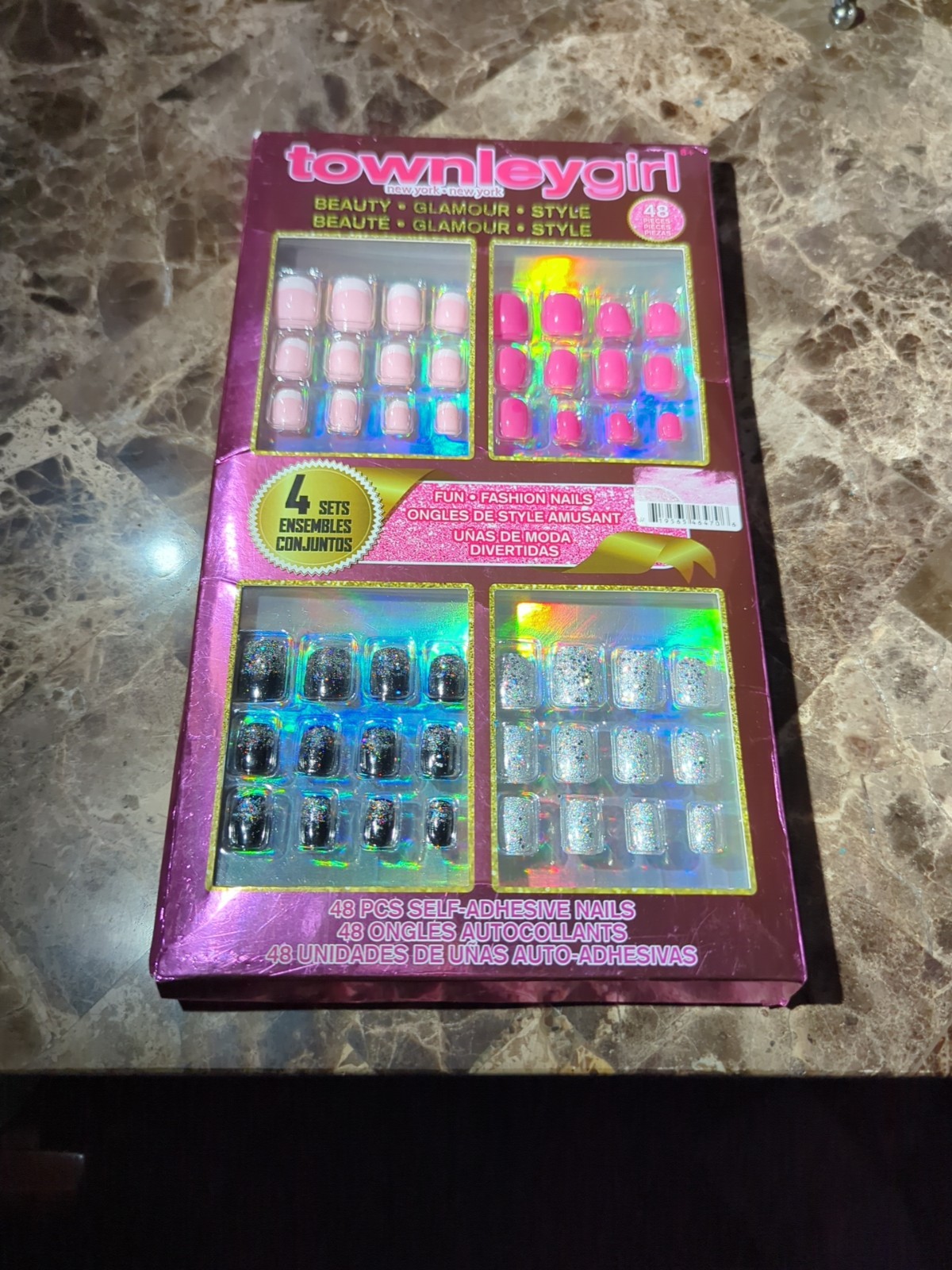 townleygirl 4 Sets Nails Self Adhesive 48pc ~ GORGEOUS COLORS!! See Description!
