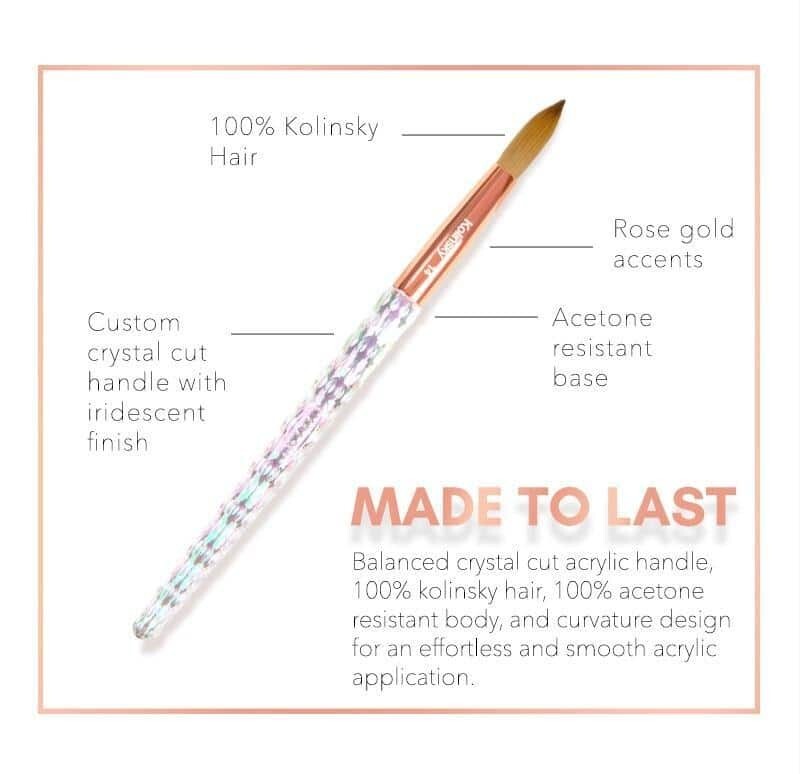 Kiara Sky Acrylic Nail Brush 100% Kolinsky #8 – Clear Handle