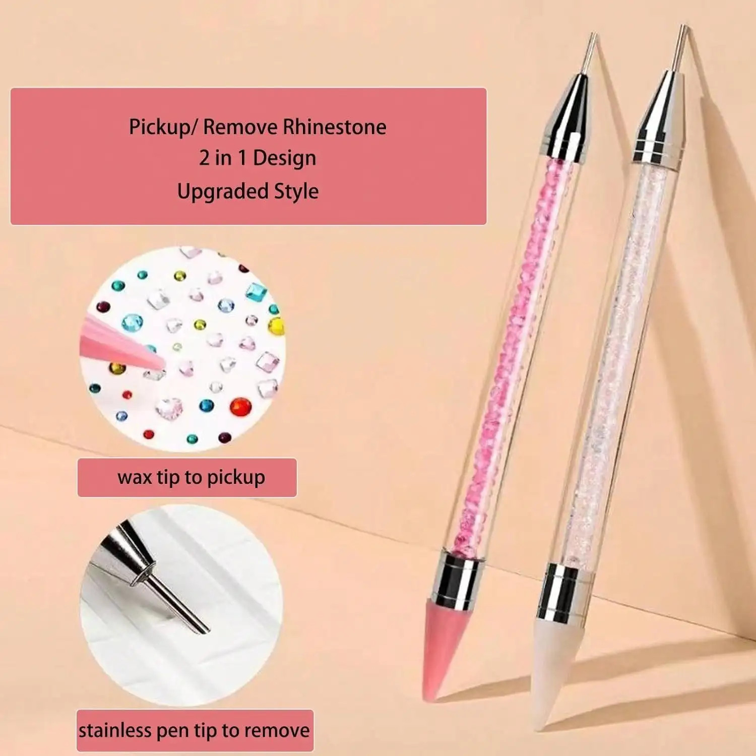 Rhinestone Picker Dotting Pen, Dual-ended Rhinestone Gems Crystals Studs Picker
