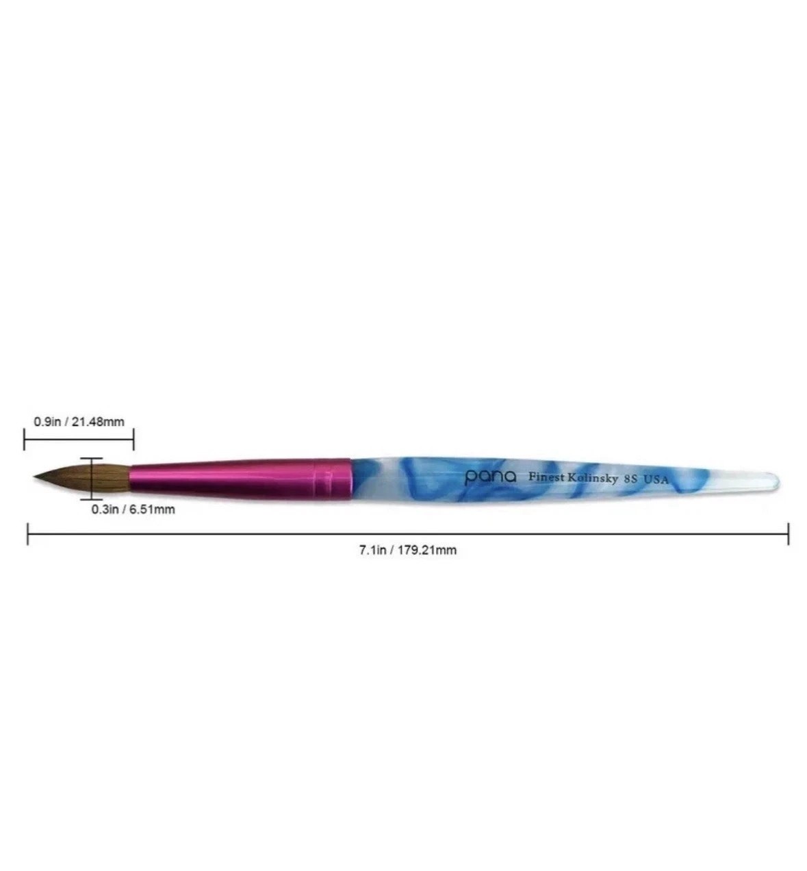 PANA USA Acrylic Nail Brush Pure Kolinsky Hair Acrylic – Size 8