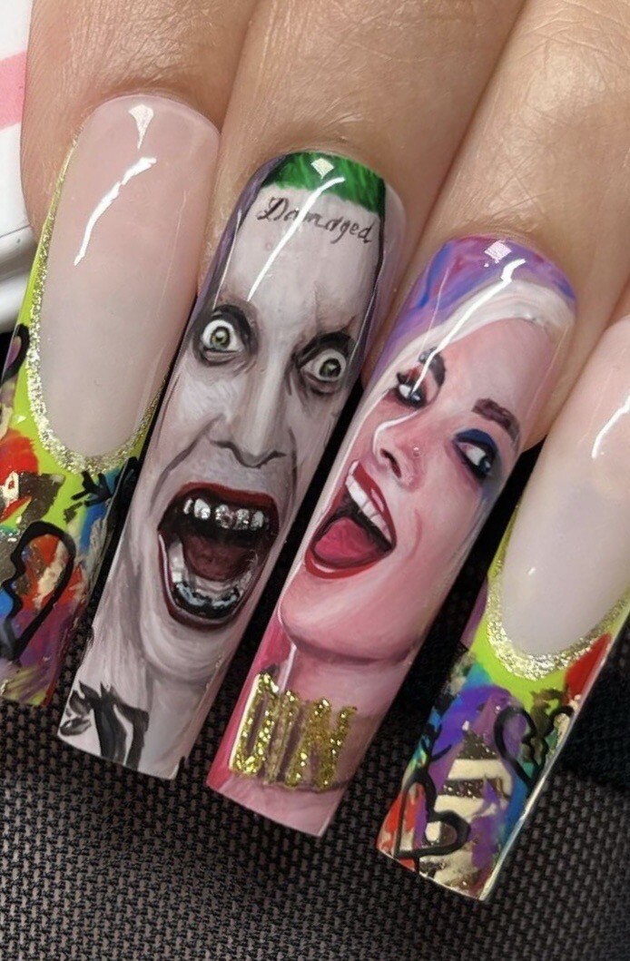 Harley Quinn Joker Psychedelic Halloween Nail Art decals Waterslide Nail Design