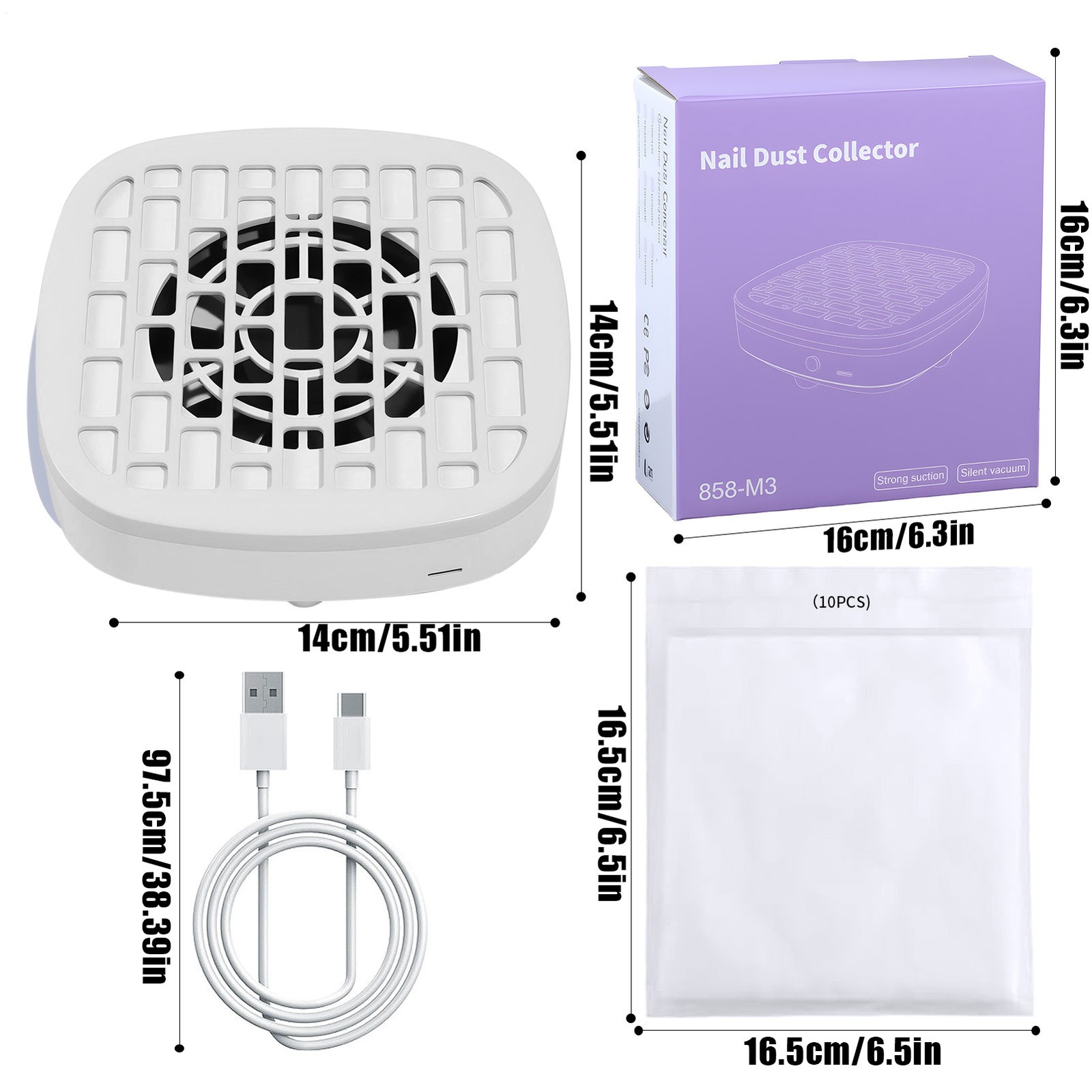 Low Noise Nail Dust Collector Vacuum for Home Manicure, Portable`