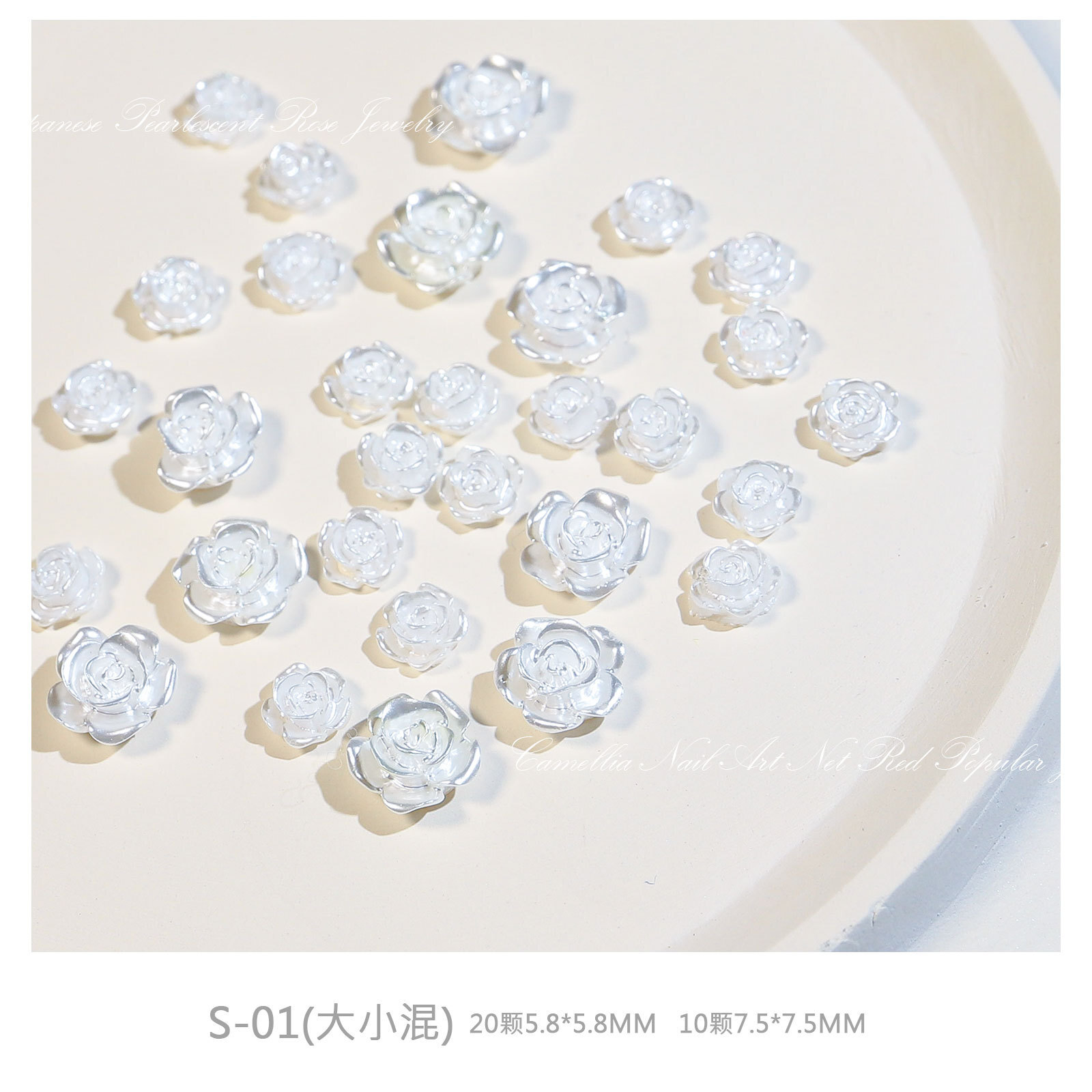 20pcs/bag DIY 3D Aurora Camellia Nail Art Flowers Decor Charm Nails Accessories