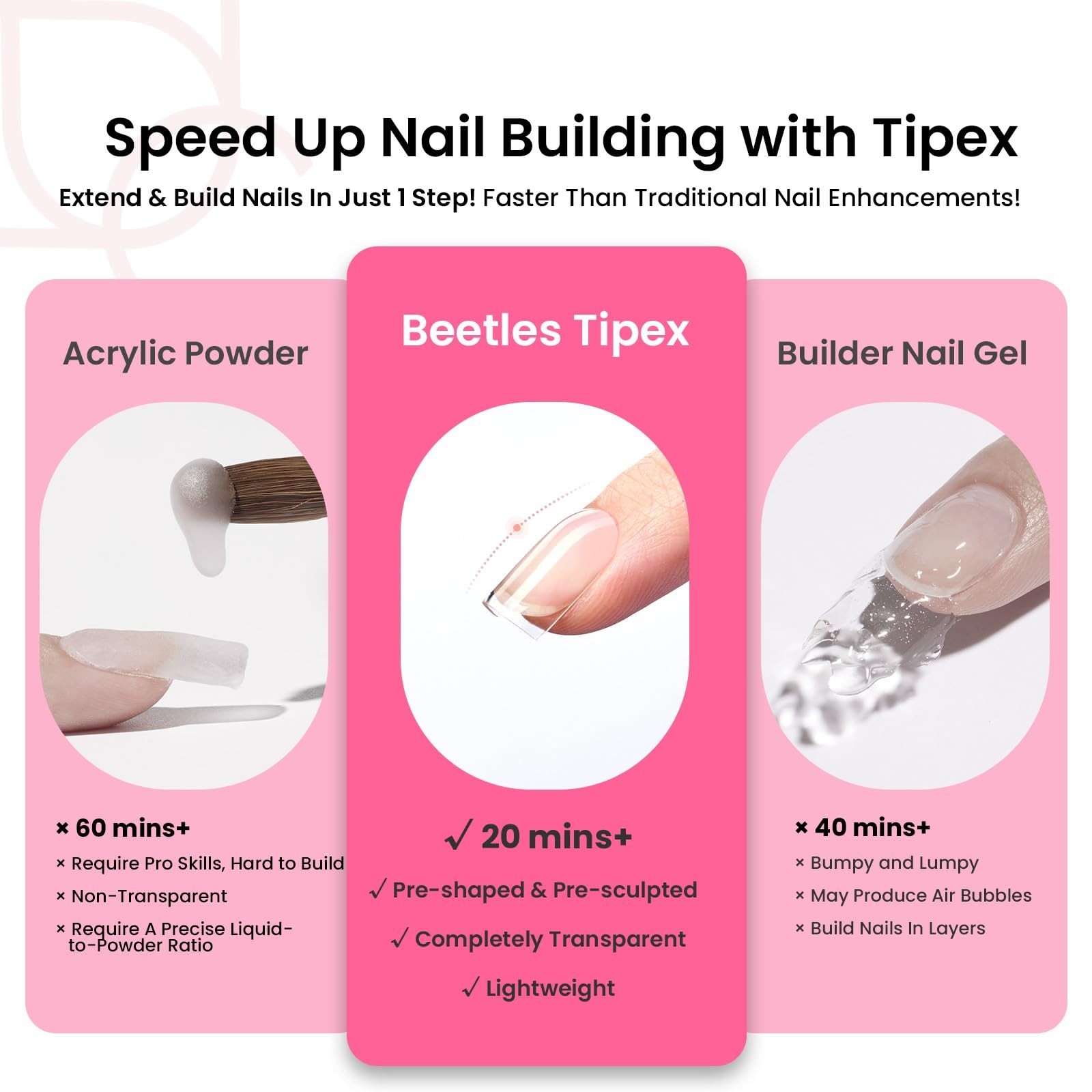 Extra Short Square Gel Nail Kit – 224 Pcs Pre-Building Tips, Mini Lamp & Glue