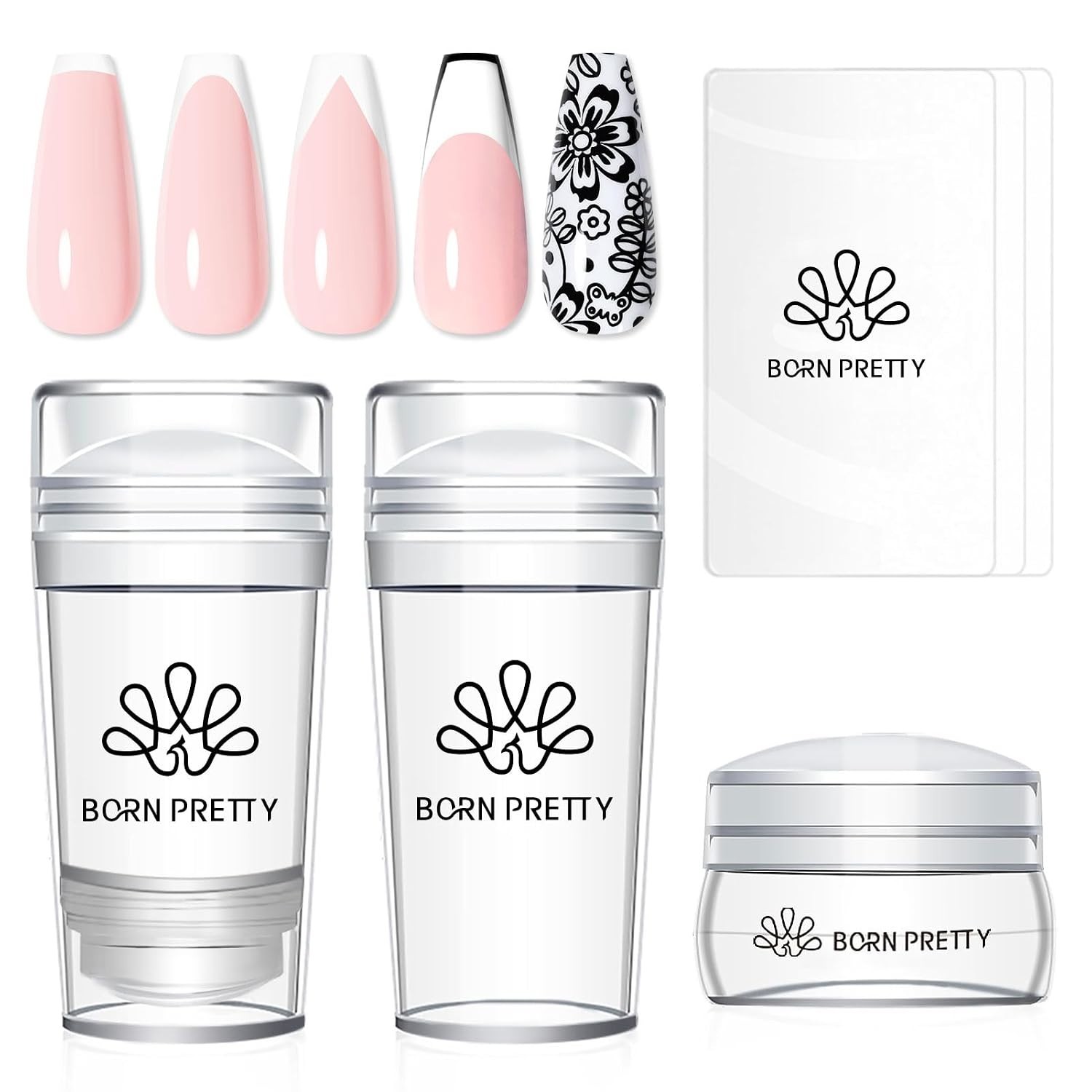 Versatile 6PCS Nail Art Stamping Kit | Long & Short Jelly French Manicure