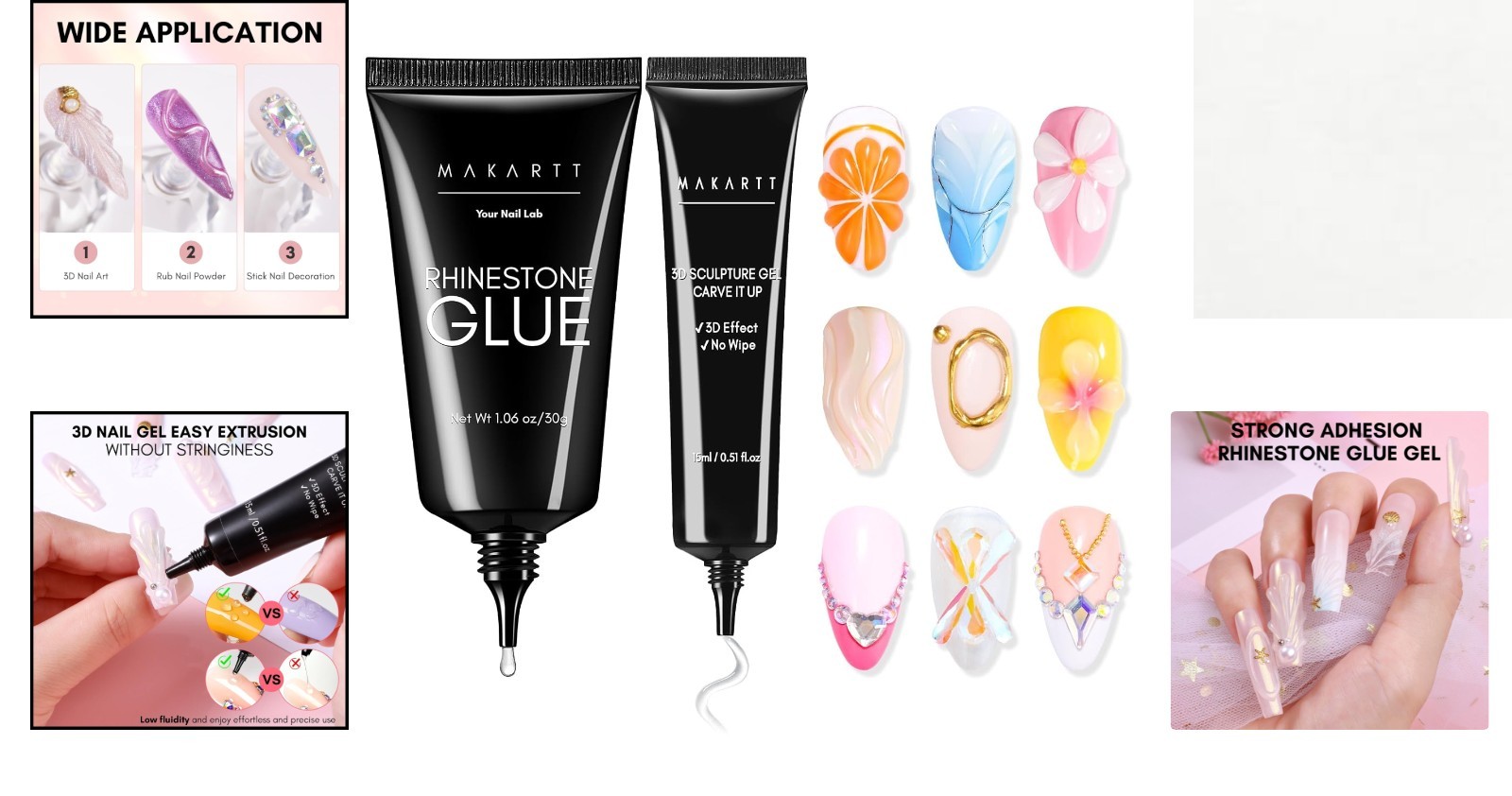 Easy-to-Use Nail Rhinestone Glue & 3D Gel – Perfect for Nail Lovers & Beginners
