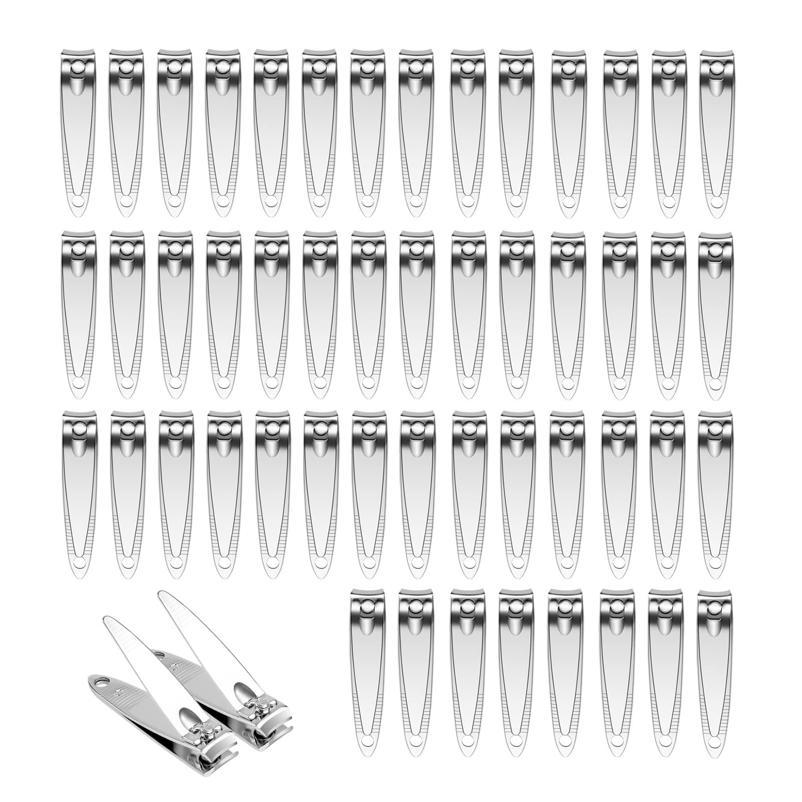 50 Pack Stainless Steel Nail Clippers Bulk, Bulk Nail Clippers for Homeless I…