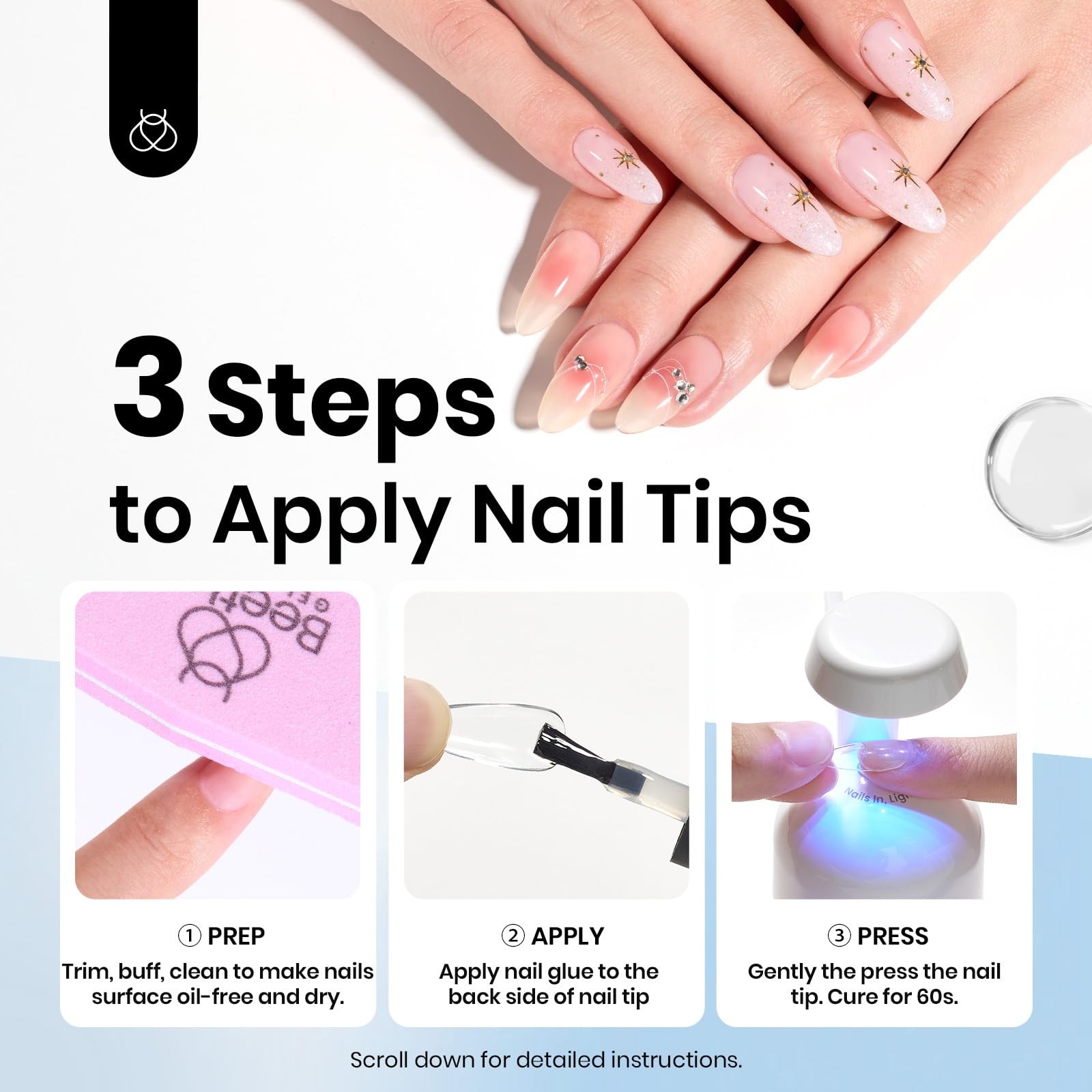 Beetles 9 in 1 Nail Glue Gel for 0.25 Fl Oz (Pack of 1), 2-1-Nail