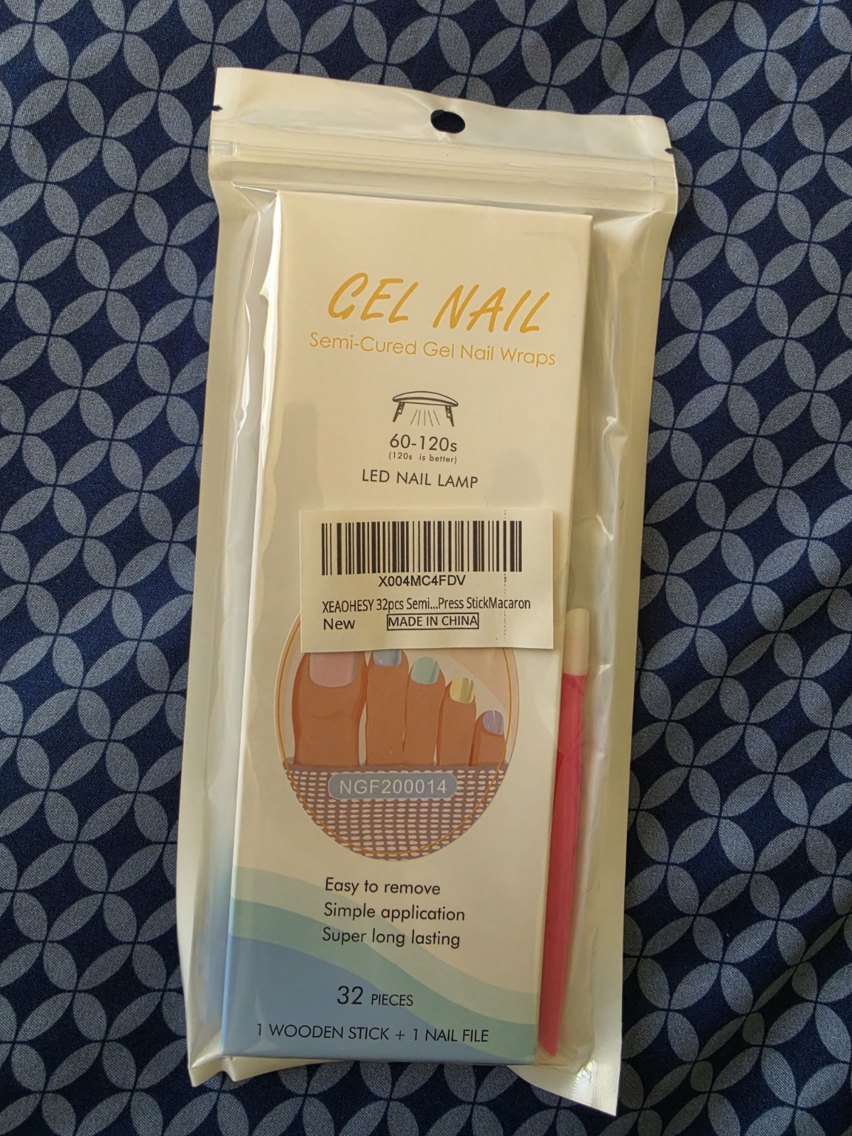 CEL NAIL Semi-Cured Gel Nail Wraps 32 Pieces 1 WOODEN STICK + 1 NAIL FILE