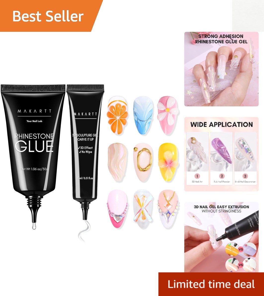 Easy-to-Use Nail Rhinestone Glue & 3D Gel – Perfect for Nail Lovers & Beginners