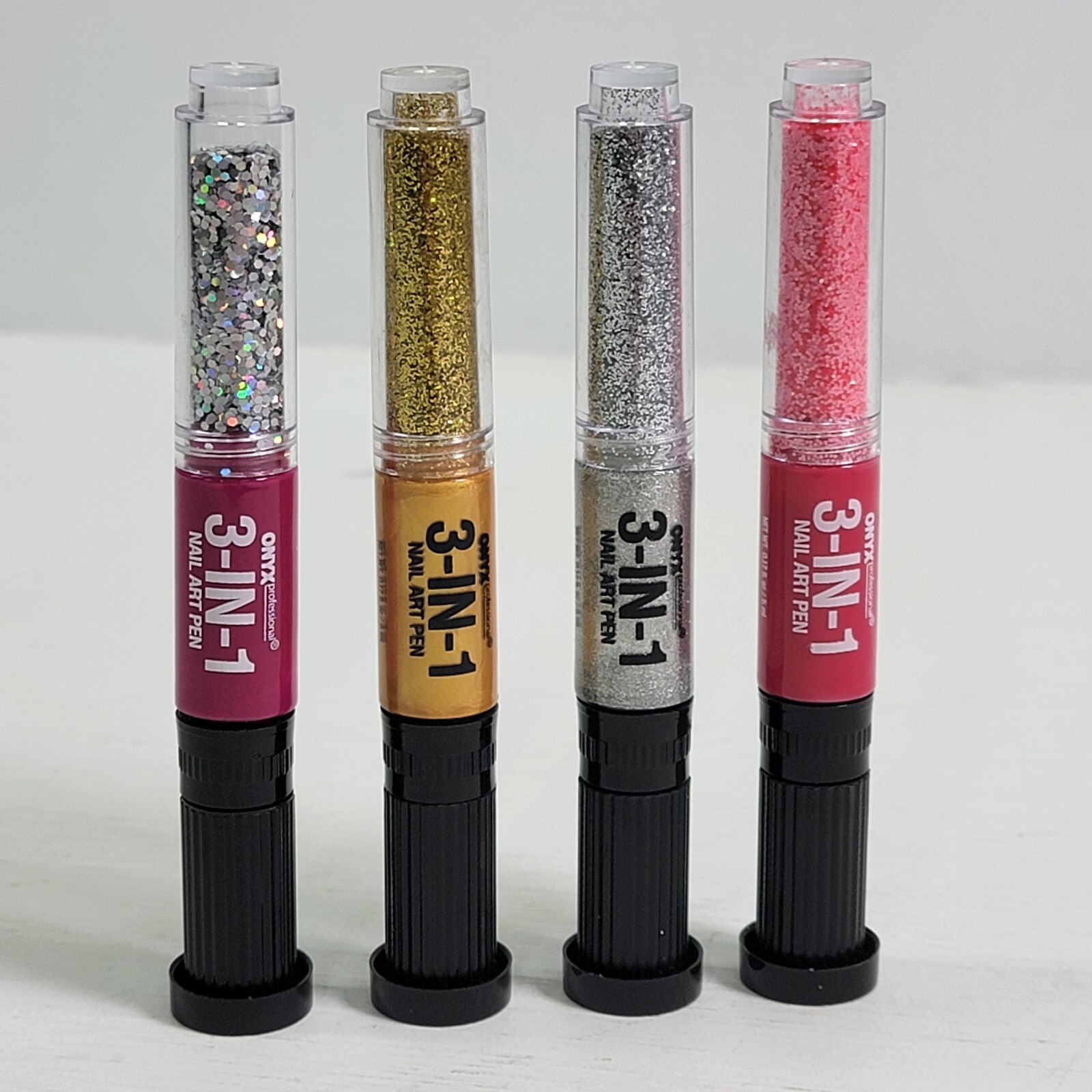 Onyx Professionsl Nail Art Pen 3 In 1 Tool Lot Of 4 Different Various Colors