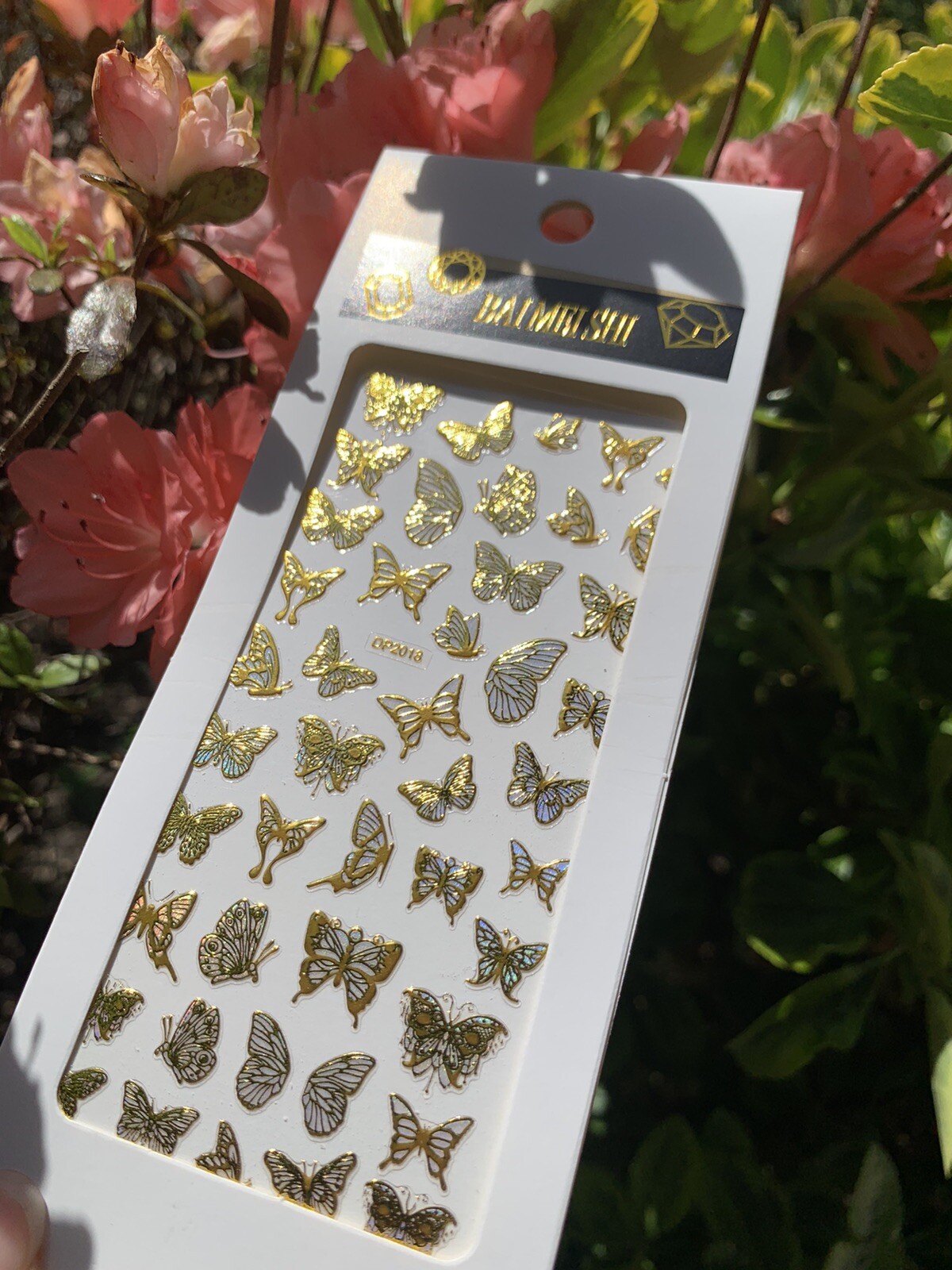 8 Sheets/Set Nail Art Sticker 3D Butterfly Gold Nail Decals Multiple Sizes