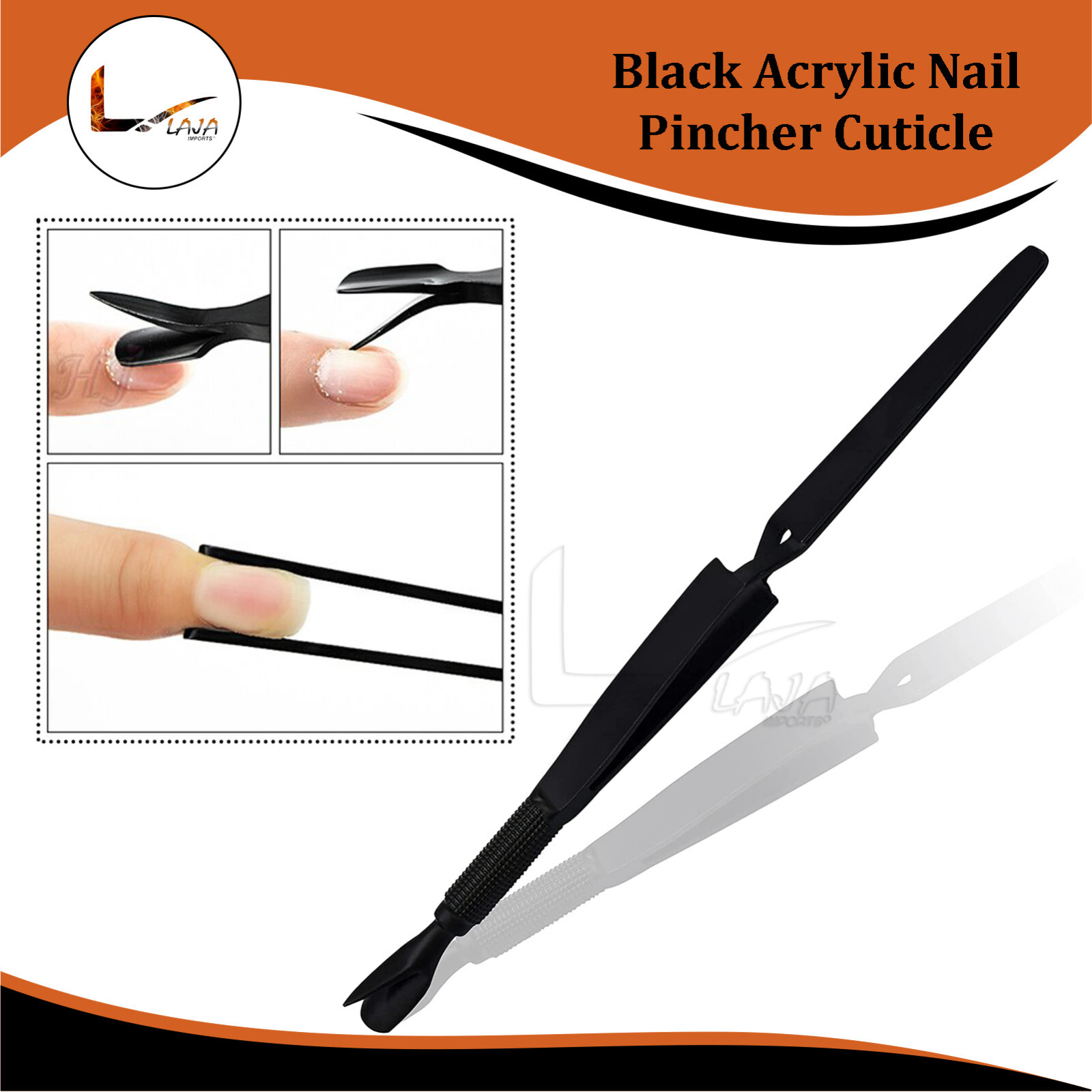 Black Acrylic Nail Pincher Cuticle Pusher Pinching Pinch Clamp C Curve Tweezers