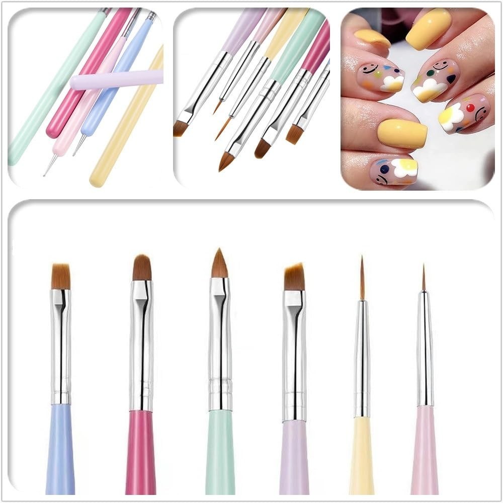 6-Piece Multicolor Nail Art Brush Set for Stunning Designs and Easy Application