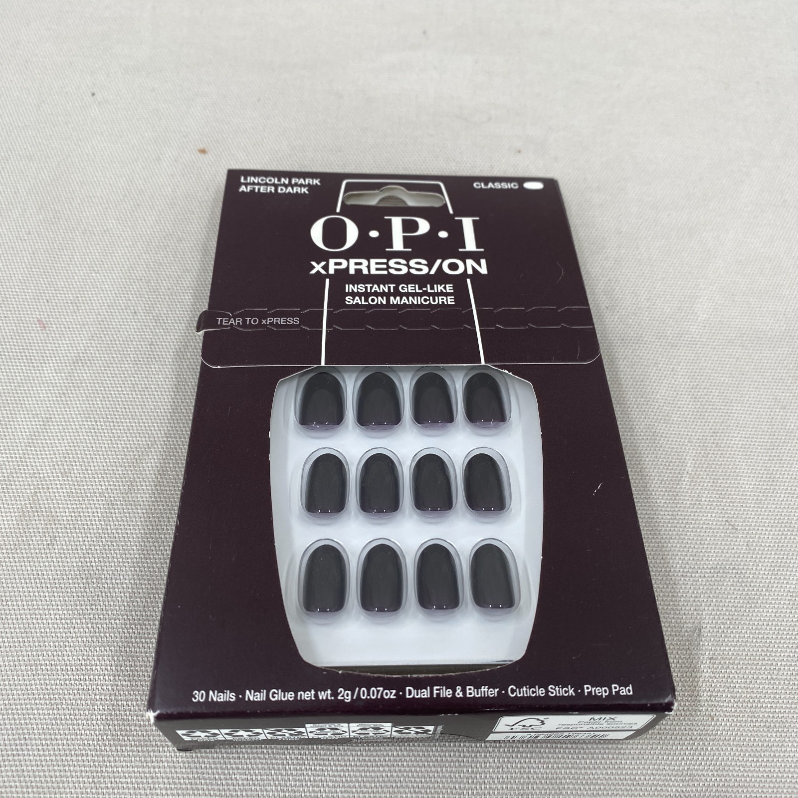 OPI xPRESS/ON Instant Gel Like Nails Lincoln Park After Dark Salon Manicure